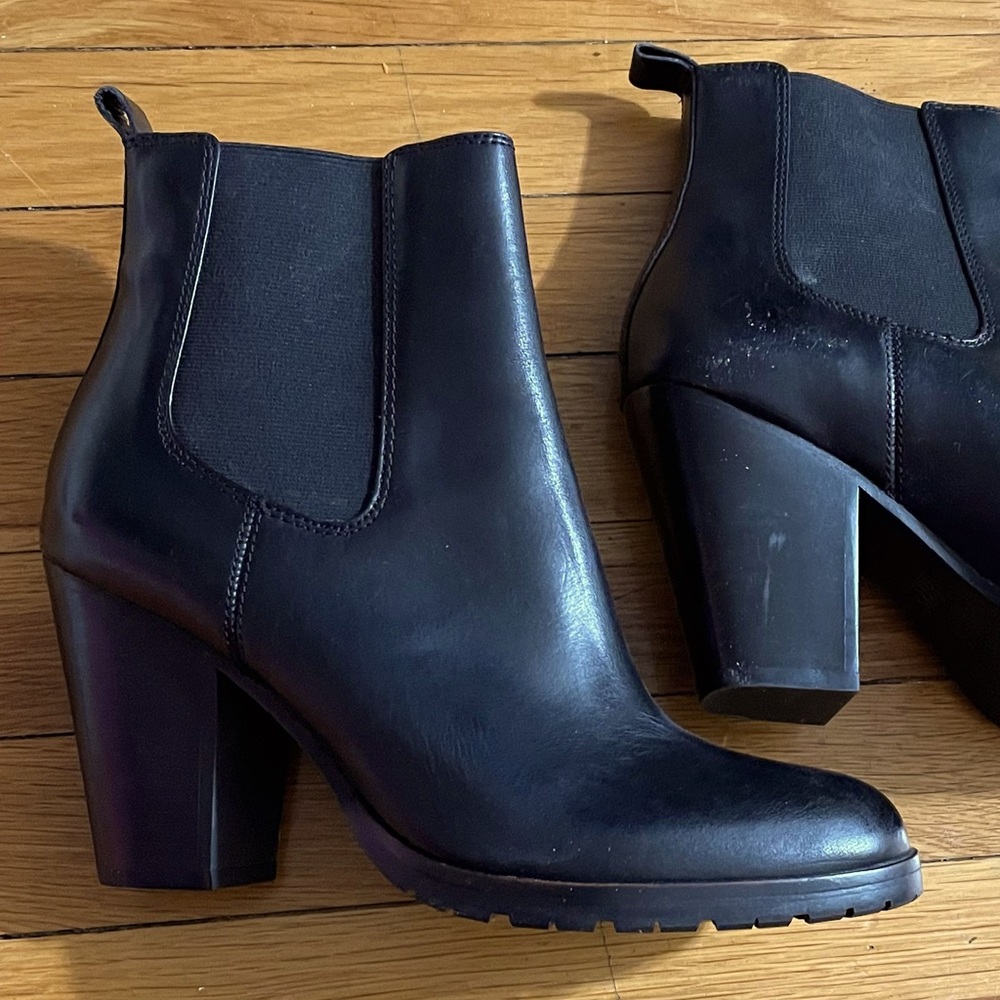 Frye Pull On Ankle Combat Booties Boots Black Leather